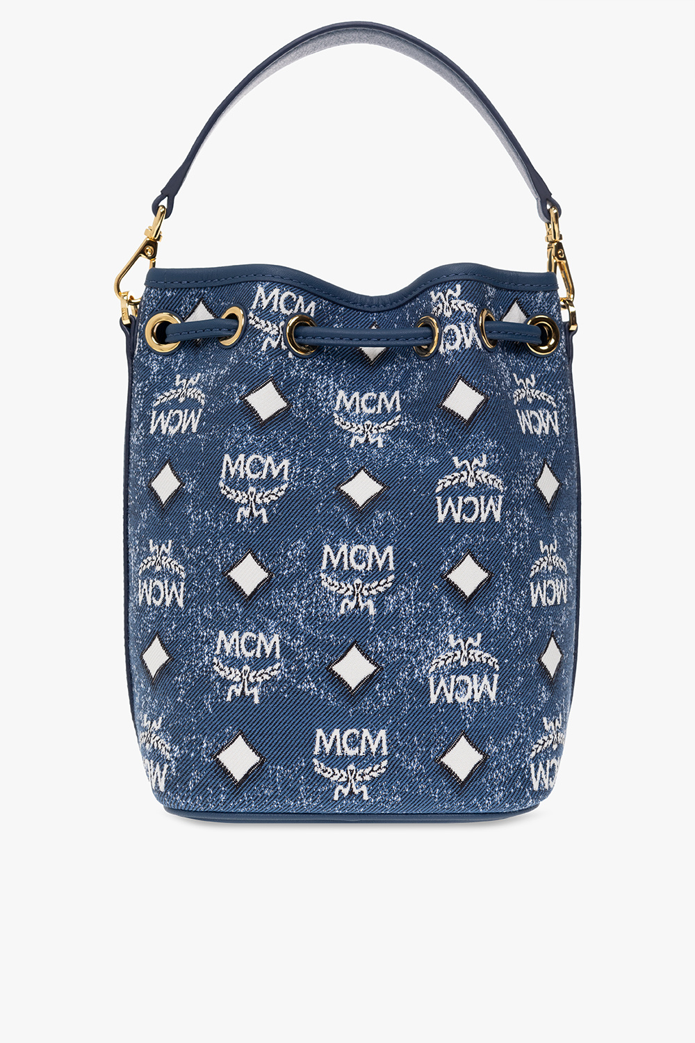 Blue mcm discount handbag